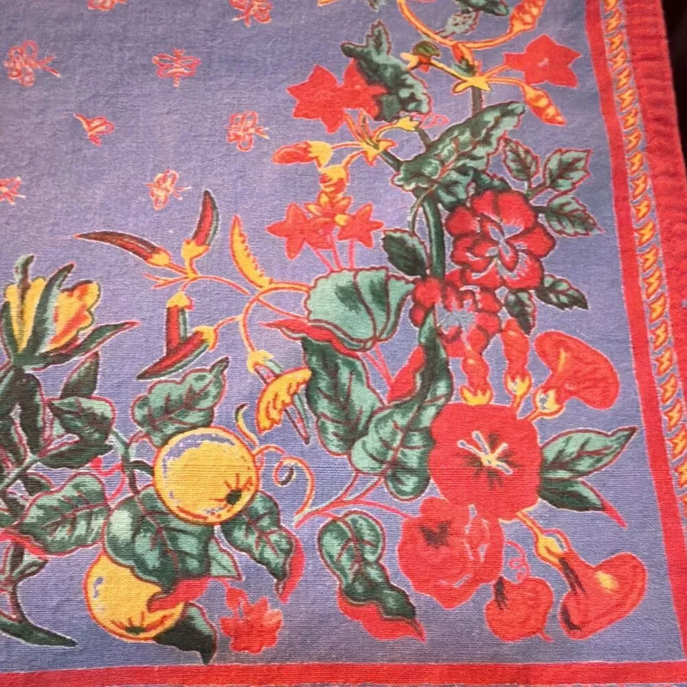 Vtg Williams-Sonoma 100% Cotton Floral Rectangular Placemats Blue Multi Set of 6